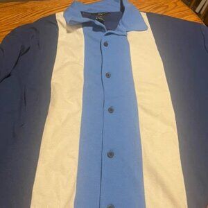 Shaquille O’Neal XLG Casual Button Down Blue Two Tone 3XLT